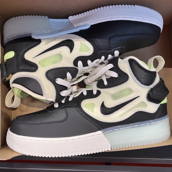Nike Air Force 1 Mid React Sail Black Ghost Green Men's Size 9.5 - Picture 4 of 11